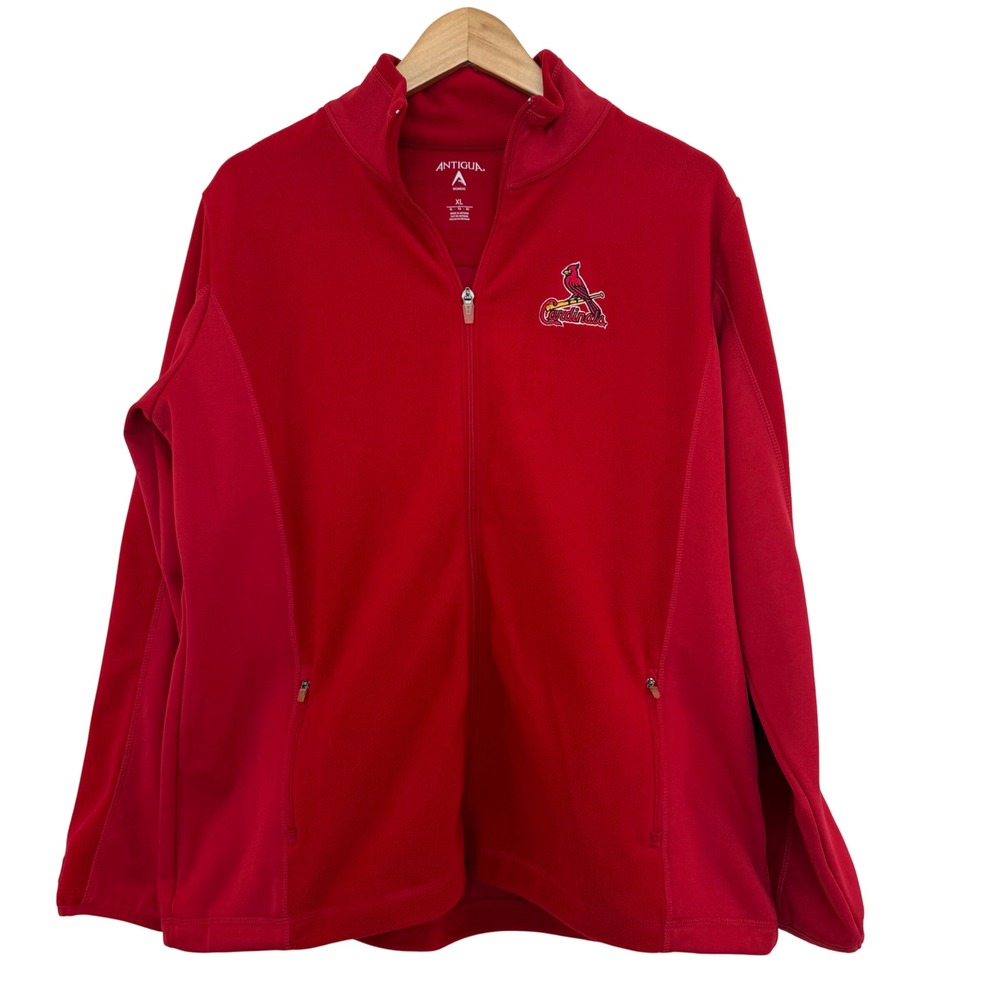 Antigua St Louis Cardinals Red Full Zip Fleece Jacket Womens XL MLB Baseball‎